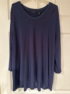 H by Halston Navy Long-Sleeve Top